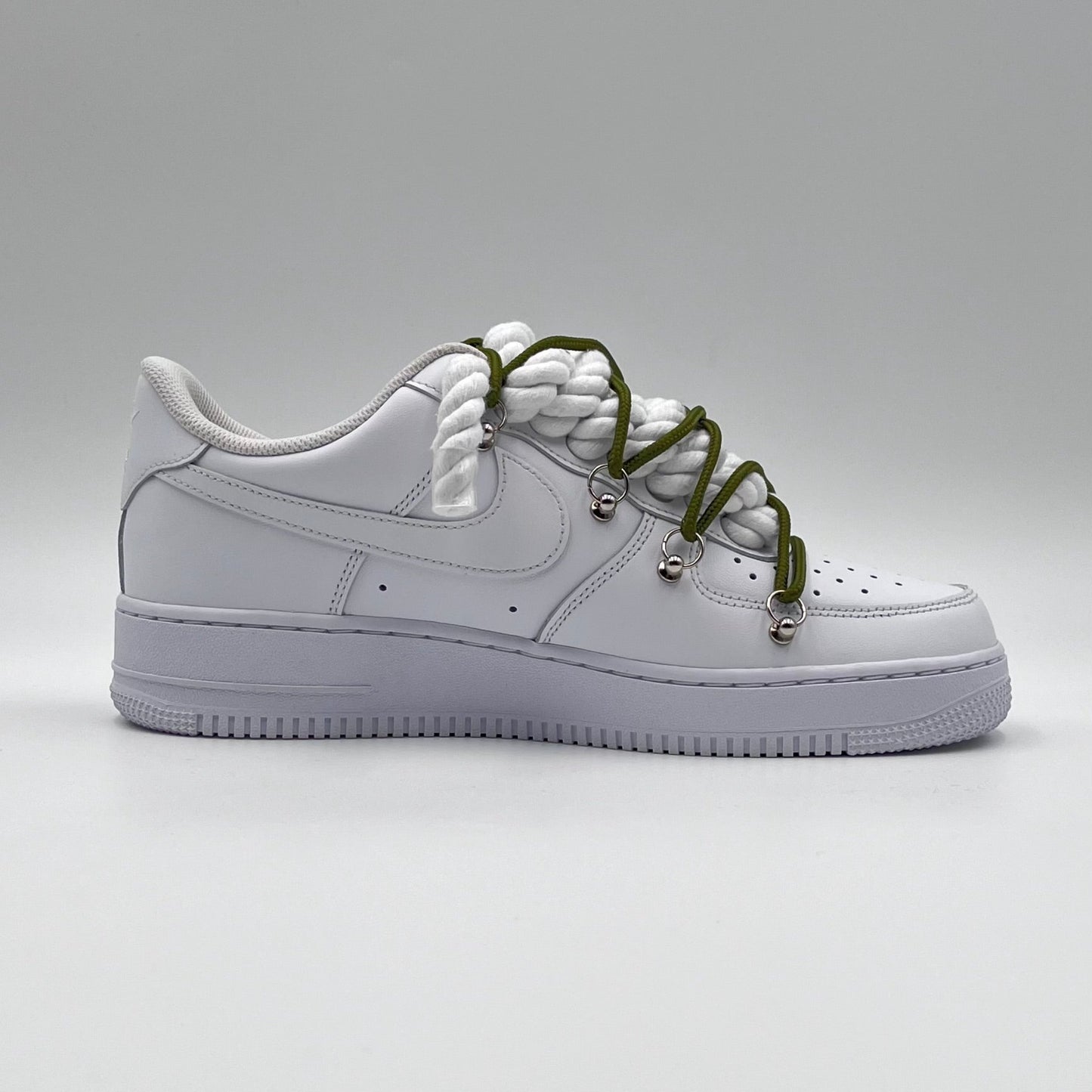 AF1 White - Olive Double Laces