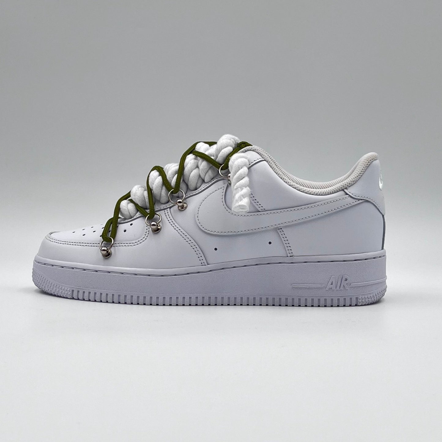 AF1 White - Olive Double Laces