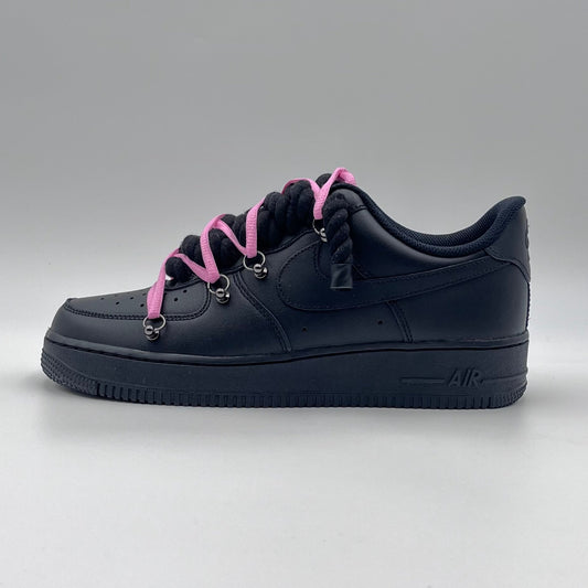 AF1 Black - Rose Double Laces