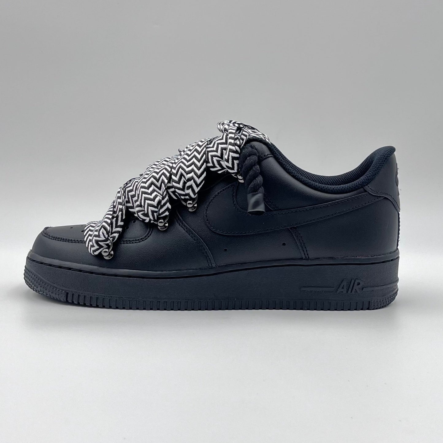 AF1 Noir - Lacets en corde Lanvin noirs et blancs