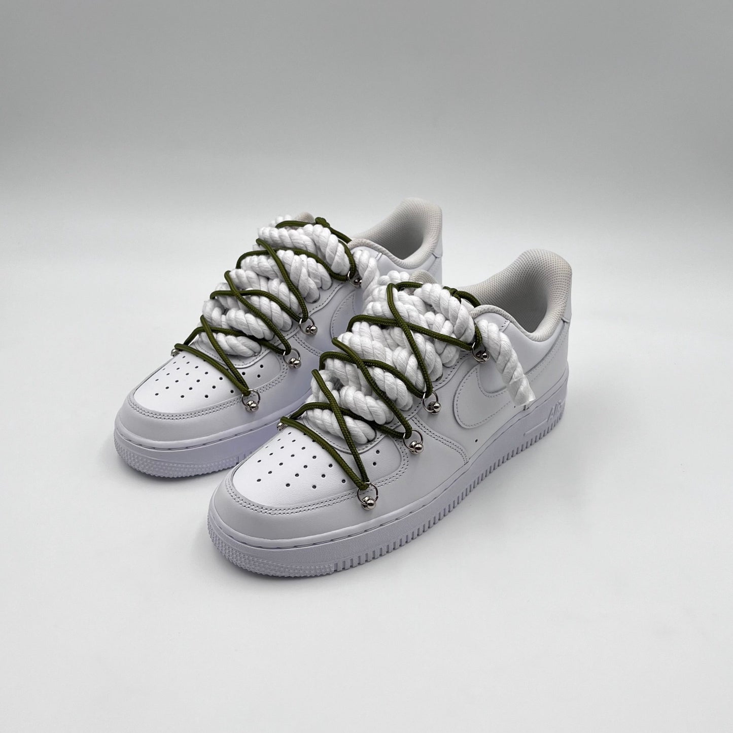 AF1 White - Olive Double Laces