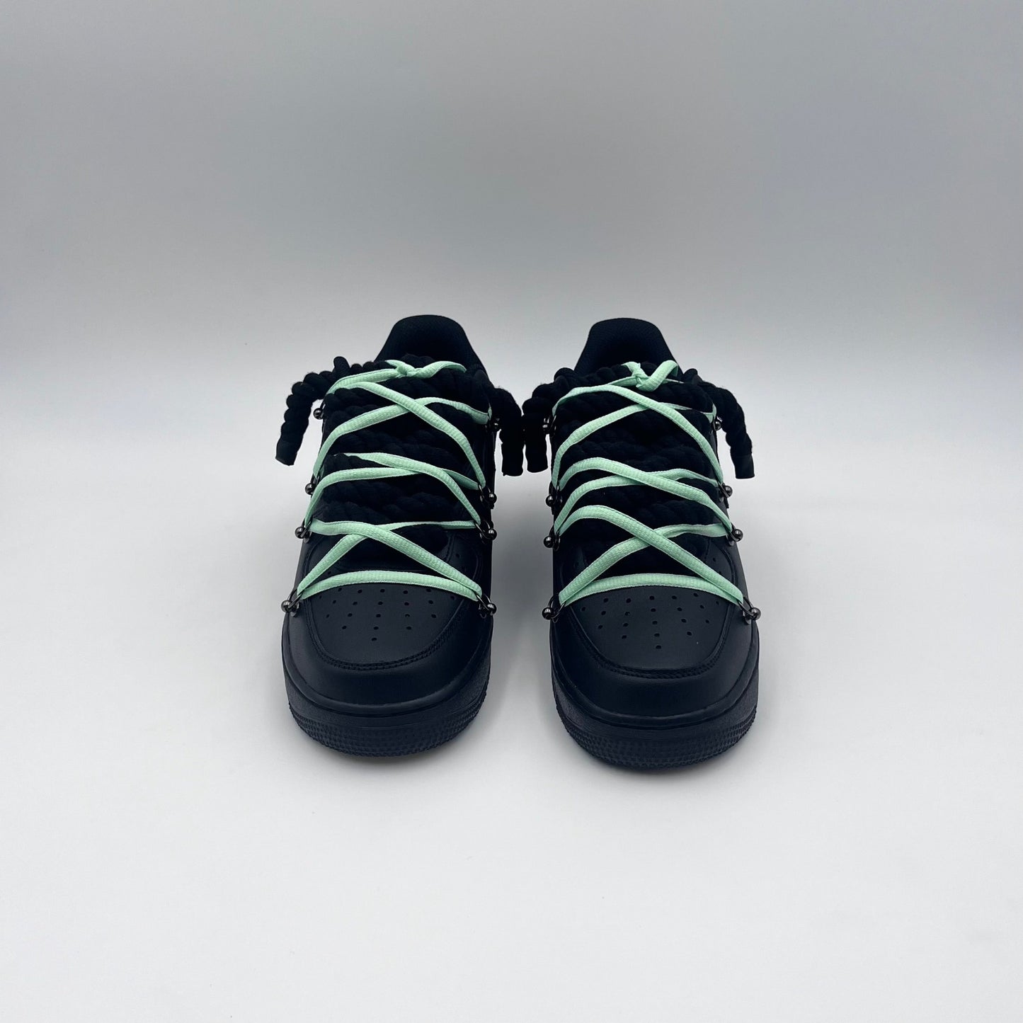 AF1 Black - Mint Green Double Laces